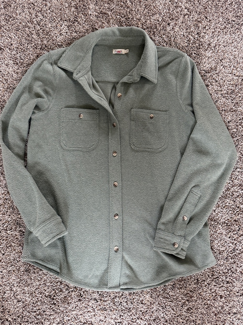 Faherty Women's Button-Down Shirt Jacket in Sage Green